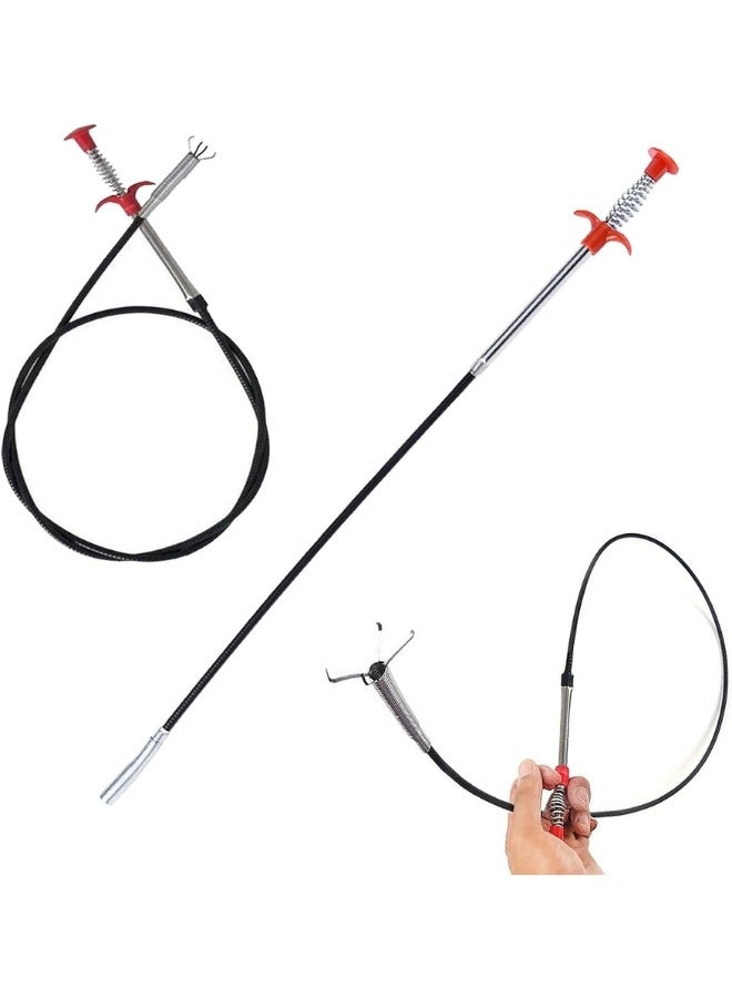 Happy Home Drain Cleaning Hook, Snake Drain Unclog Remover, 4 Claw Grabber, Retractable Claw Stick, Snake Cable Helper for Grabbing Garbage, Loosening Hair from Waste, Drains, Sink, Toilet, and Drain Holes 90cm  - Image 1