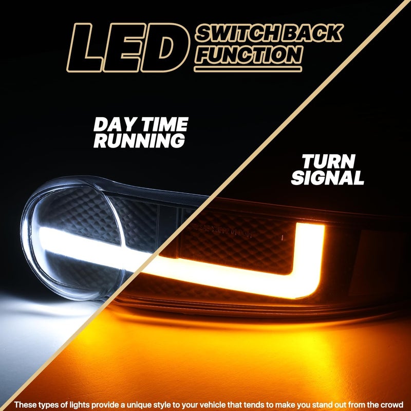 M-AUTO Switchback LED Tube DRL Black Headlights Assembly for GMC Sierra and Yukon Models - Image 5