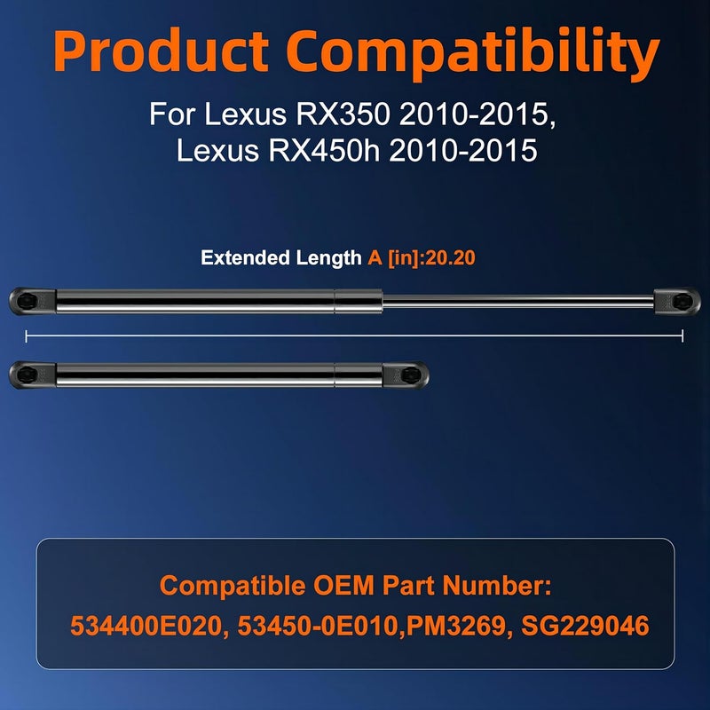 Euplokeer 6755 SG229046 Hood Shock Strut Lift Support Compatible with Lexus RX350 RX450h 2010-2015, Replace# PM3269 Pack of 2PCS Transit damage minimized design - Image 2