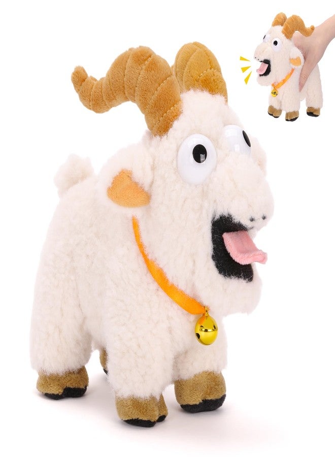 FunisFun Goat Plush with Bell, Goat Stuffed Animal with Funny Screams Sound, Gag Gift for Adults Friends and Coworkers Desk Toy - Image 1