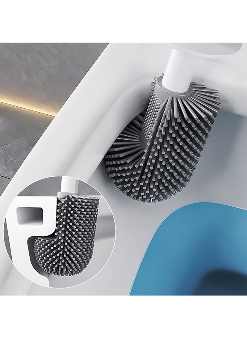 LIMITLESS Long Handle Plastic Toilet Brush Z5 Toilet Brush with Holder Upgraded Silicone Bristles Toilet Cleaner Multifunctional Brush Deep Cleaning with Standing Holder&Wall  - Image 4