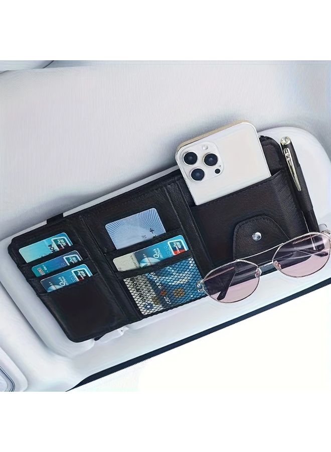 Light Blue 1pc Multifunction Car Sun Visor Storage Clip for Card Glasses Phone - Image 1