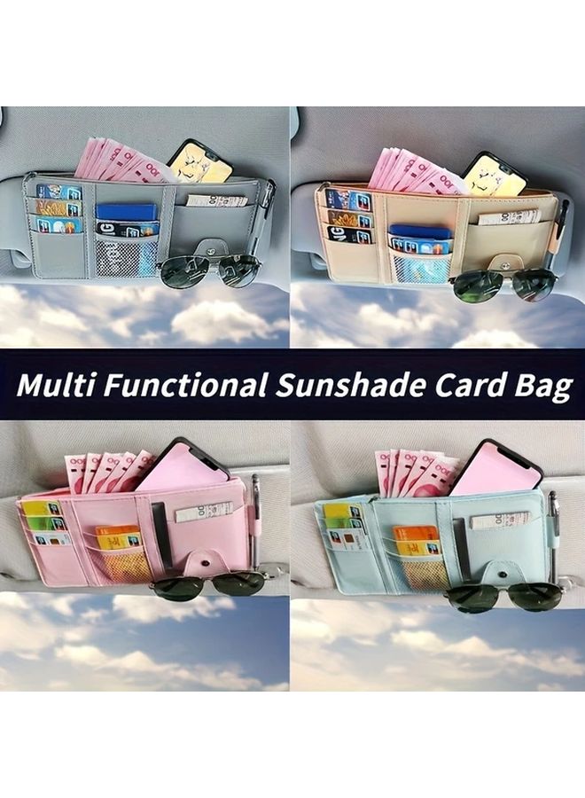 Light Blue 1pc Multifunction Car Sun Visor Storage Clip for Card Glasses Phone - Image 3