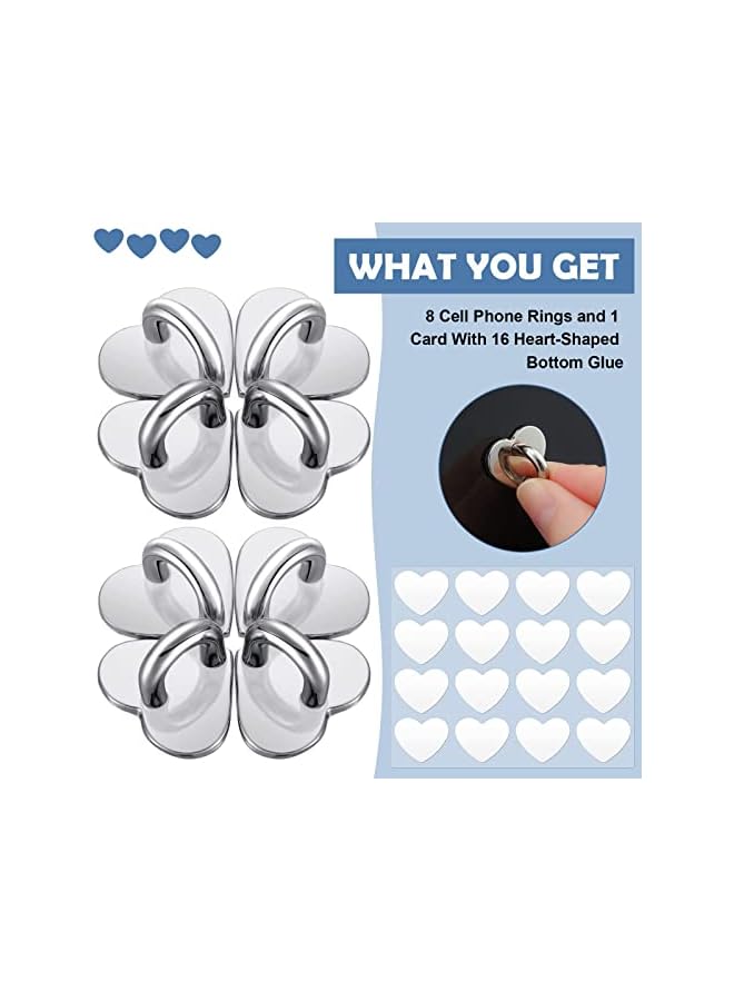 Green Tiger Phone Ring Holder Grip, 12pcs Cell Phone Finger Ring Cell Phone Charm Hook Adhesive Metal Phone Finger Grip Loop Stand, Heart Grip Holder for Cell Phone Tablet DIY Hanging, 3 Colors - Image 2