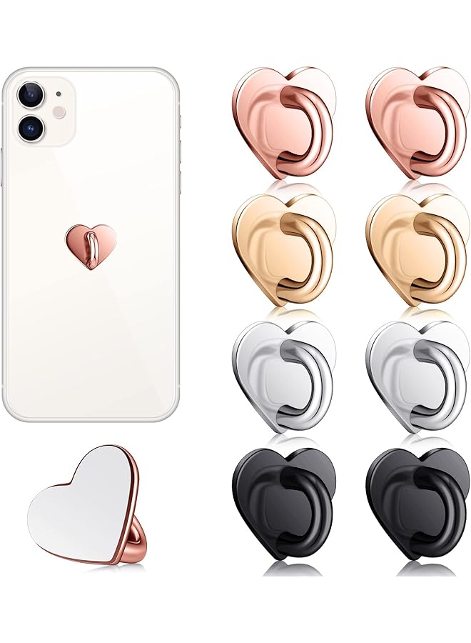 Green Tiger Phone Ring Holder Grip, 12pcs Cell Phone Finger Ring Cell Phone Charm Hook Adhesive Metal Phone Finger Grip Loop Stand, Heart Grip Holder for Cell Phone Tablet DIY Hanging, 3 Colors - Image 1