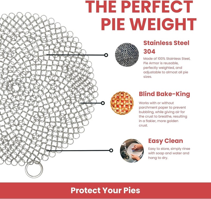 BakeBarn Pie Armor, Universal Fit Pie Weight for 7-10 inch Pies, Durable Alternative to Traditional Ceramic Pie Weights, 100% Stainless Steel 304 - Image 2