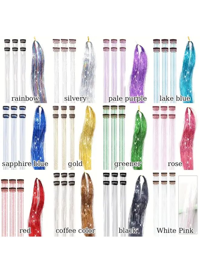 Silver Glitter 20inch Clip In Synthetic Hair Extension Set For Party Festival - Image 5