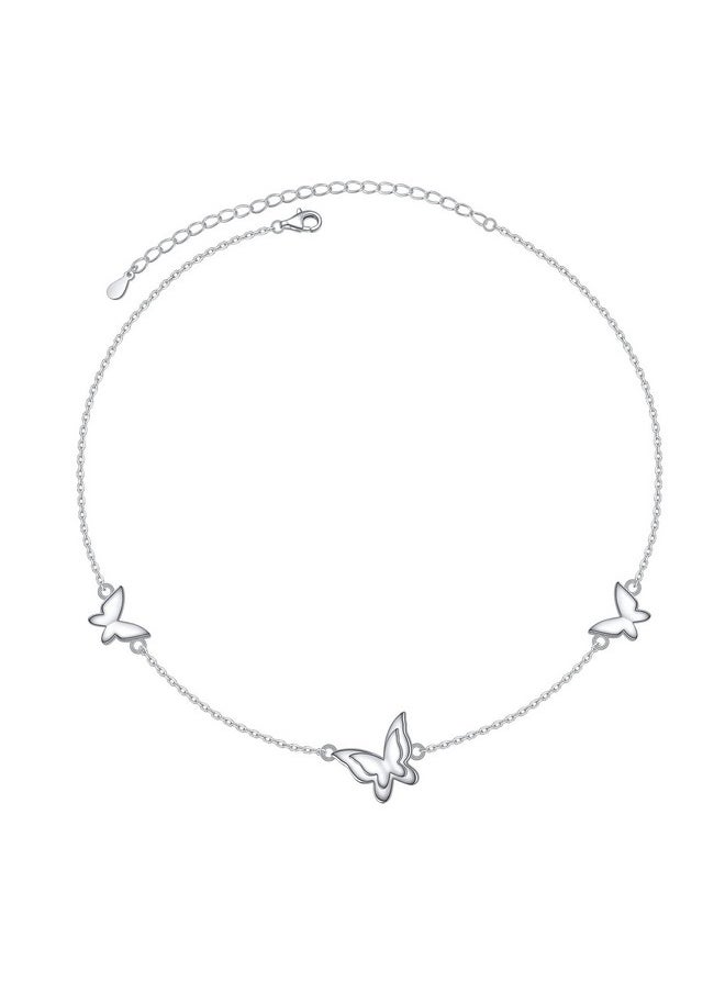 DAOCHONG S925 Sterling Silver Choker Short Dainty Necklace Butterfly Sun Handcuffs Pendant For Women Girl Jewelry  - Image 1
