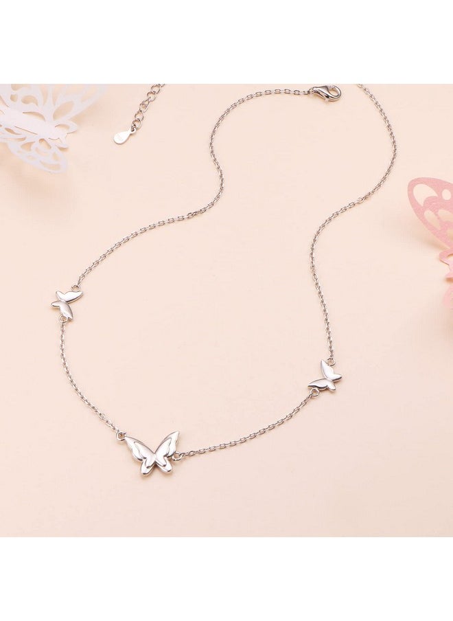 DAOCHONG S925 Sterling Silver Choker Short Dainty Necklace Butterfly Sun Handcuffs Pendant For Women Girl Jewelry  - Image 4