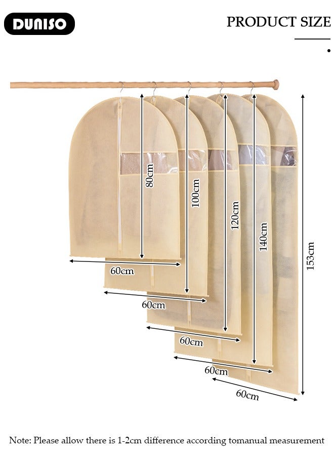 DUNISO 5 Pack Garment Bags for Hanging Clothes with Full Zipper and Clear Window, Dust Proof Hanging Clothes Storage Bag Travel Hanging Garment Bags for Closet Storage, Suit Bags for Closet Storage and Travel  - Image 4