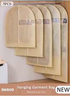 DUNISO 5 Pack Garment Bags for Hanging Clothes with Full Zipper and Clear Window, Dust Proof Hanging Clothes Storage Bag Travel Hanging Garment Bags for Closet Storage, Suit Bags for Closet Storage and Travel  - Image 1