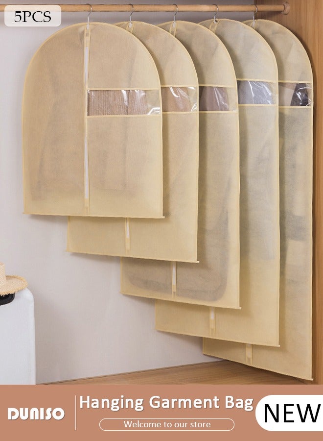 DUNISO 5 Pack Garment Bags for Hanging Clothes with Full Zipper and Clear Window, Dust Proof Hanging Clothes Storage Bag Travel Hanging Garment Bags for Closet Storage, Suit Bags for Closet Storage and Travel  - Image 1