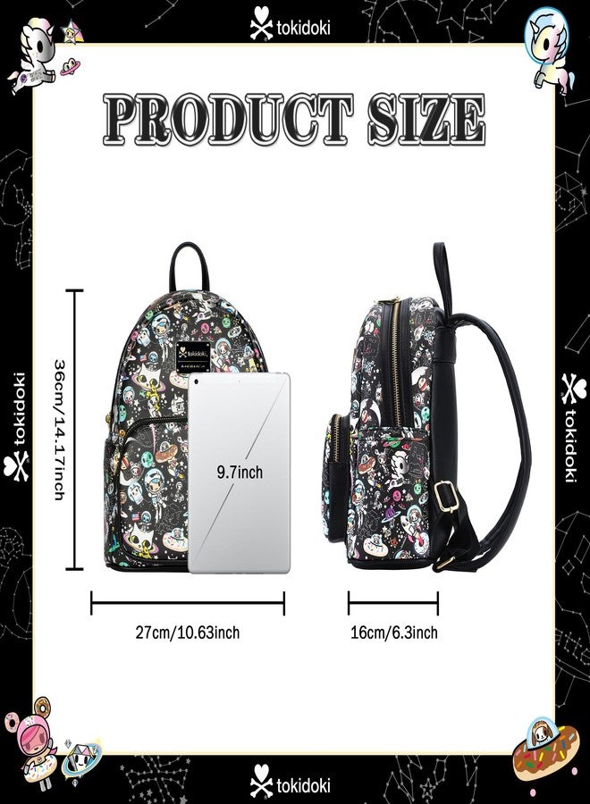 tokidoki Mini Backpack Purse for Women, Unicorno Black PU Leather Shoulder Bag Daypack Handbag for Work Shopping Travel (PU-Black) - Image 2