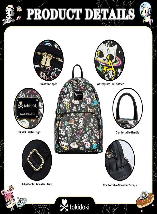 tokidoki Mini Backpack Purse for Women, Unicorno Black PU Leather Shoulder Bag Daypack Handbag for Work Shopping Travel (PU-Black) - Image 4