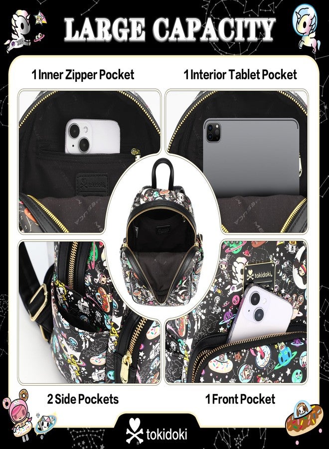 tokidoki Mini Backpack Purse for Women, Unicorno Black PU Leather Shoulder Bag Daypack Handbag for Work Shopping Travel (PU-Black) - Image 3