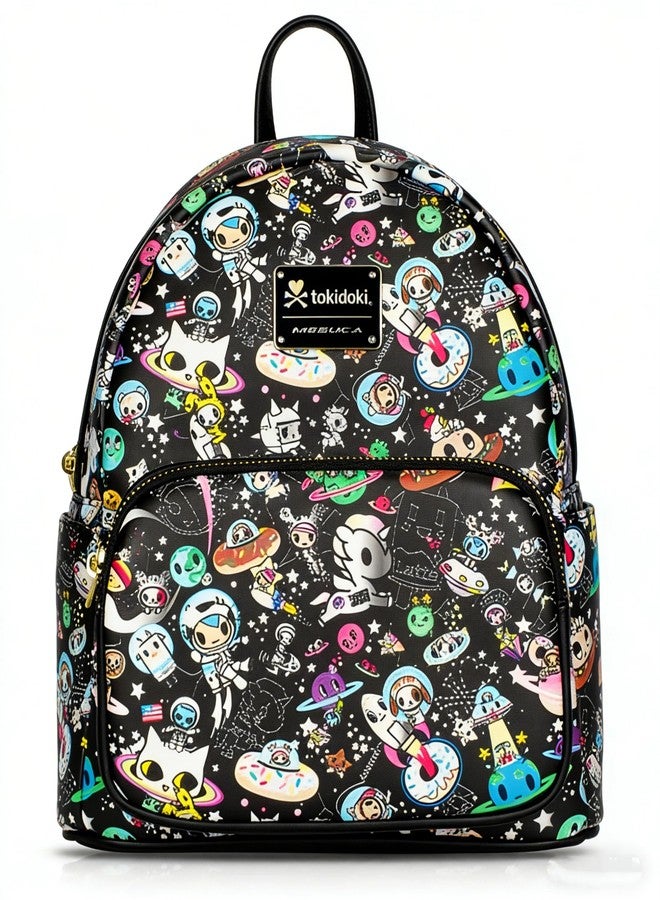 tokidoki Mini Backpack Purse for Women, Unicorno Black PU Leather Shoulder Bag Daypack Handbag for Work Shopping Travel (PU-Black) - Image 1
