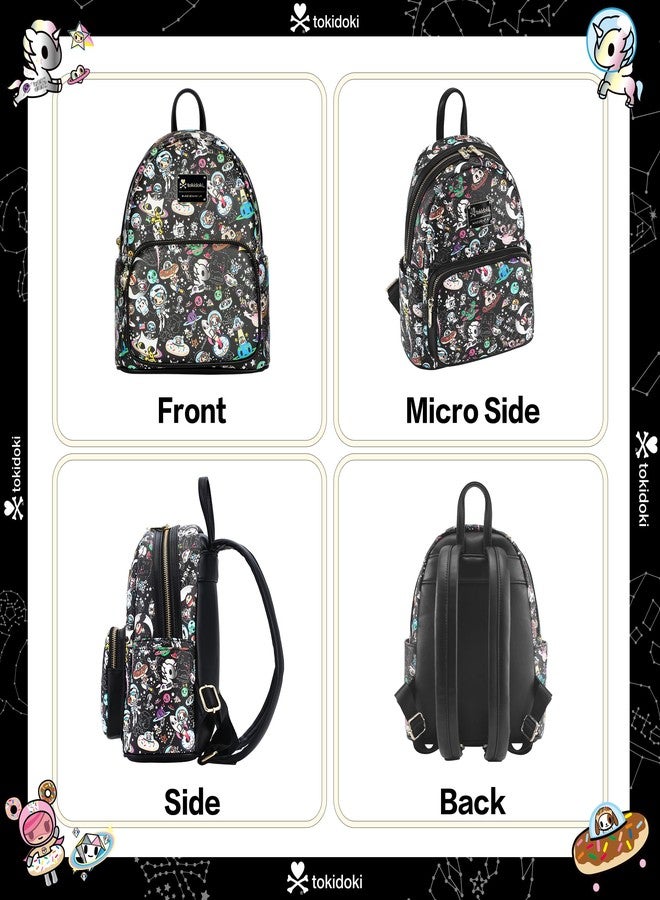 tokidoki Mini Backpack Purse for Women, Unicorno Black PU Leather Shoulder Bag Daypack Handbag for Work Shopping Travel (PU-Black) - Image 5