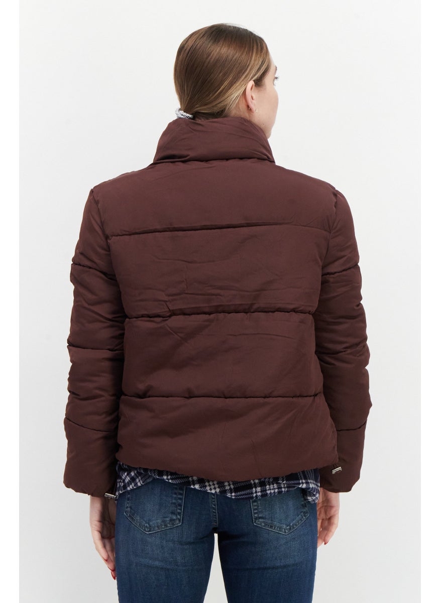 French Connection - Women Plain Puffer Jacket, Brown - Image 1