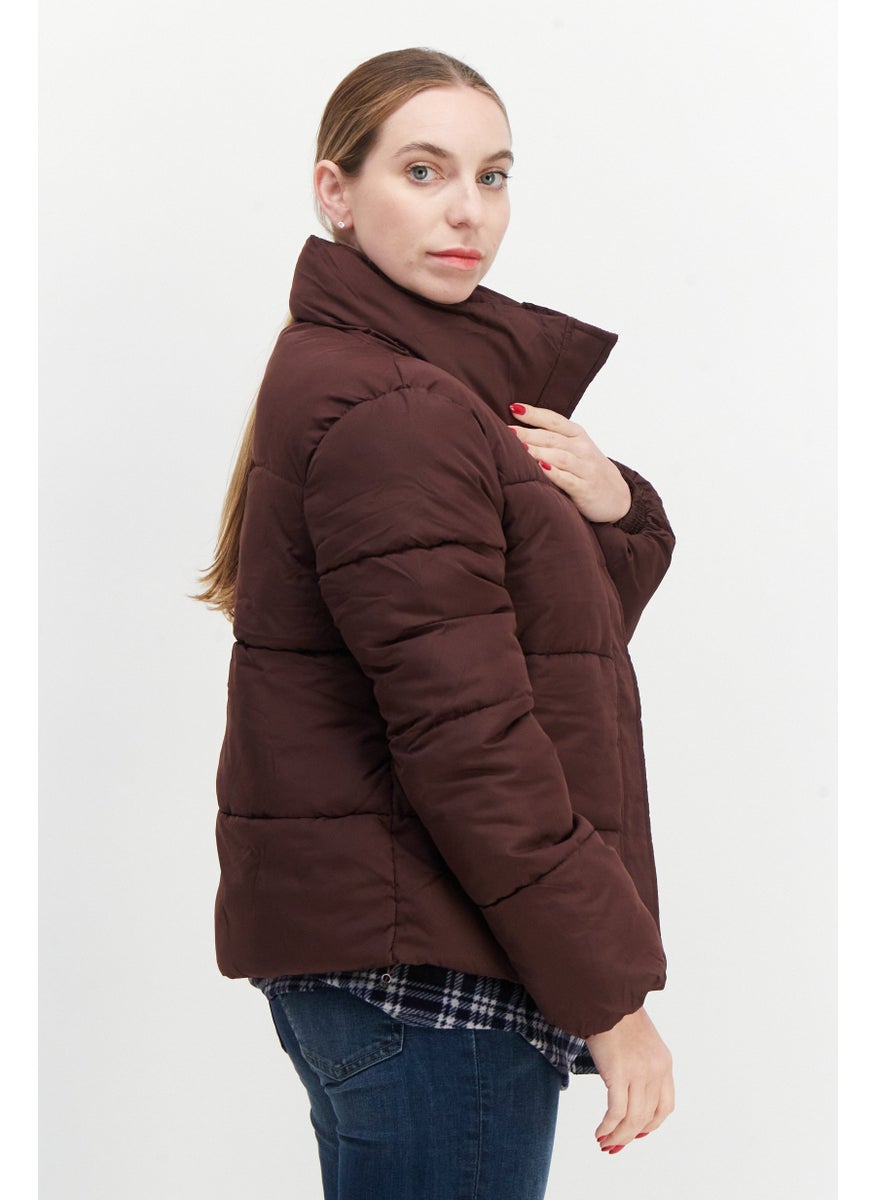 French Connection - Women Plain Puffer Jacket, Brown - Image 1