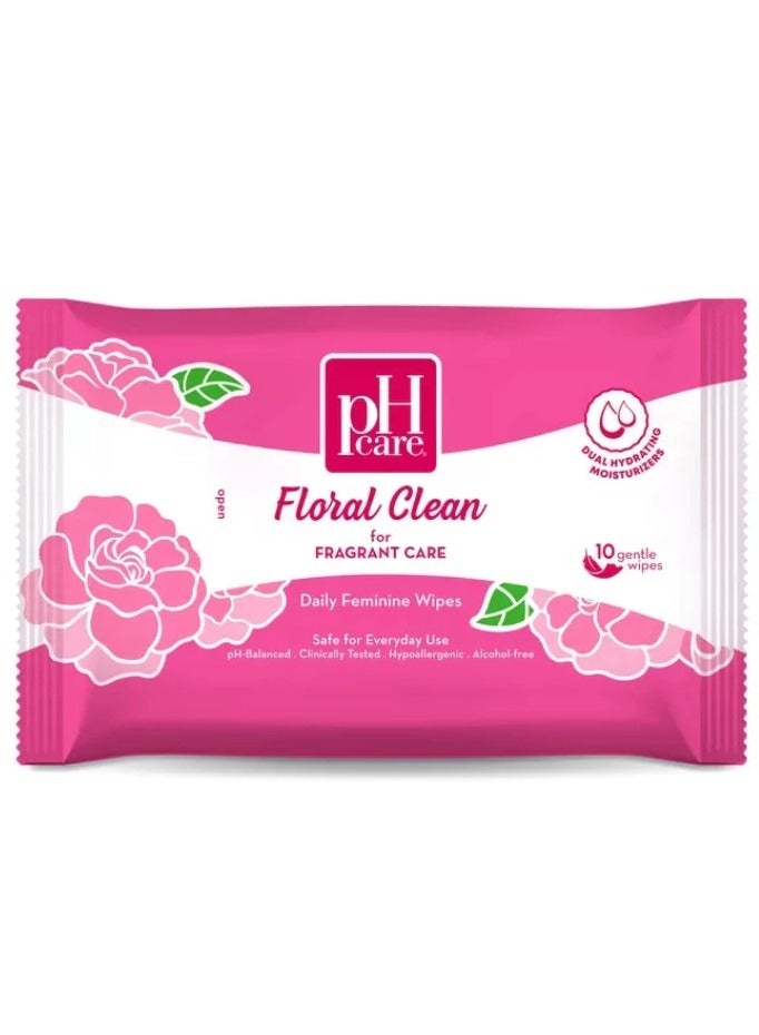 بي إتش كير مناديل يومية نسائية برائحة الزهور للعناية العطرية مع مرطبات مزدوجة - 10 مناديل لطيفة - Image 1