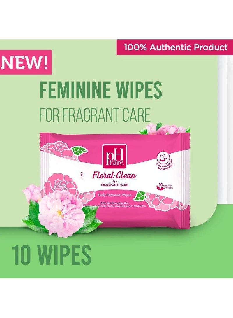 بي إتش كير مناديل يومية نسائية برائحة الزهور للعناية العطرية مع مرطبات مزدوجة - 10 مناديل لطيفة - Image 2