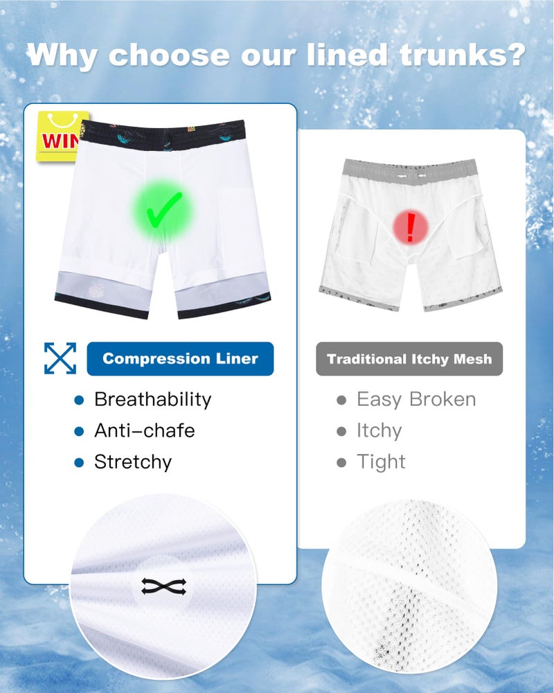 SURF CUZ Mens Swim Trunks with Compression Liner Quick Dry Swim Shorts 7" Swimming Trunks Stretch Bathing Suit 7 Inch,04 Tropic Nights,M - Image 5