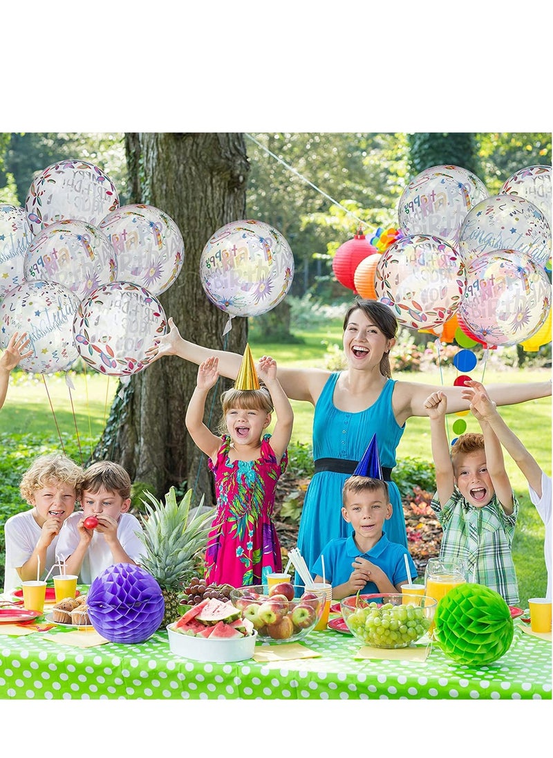 SYOSI - Balloons Colorful 4D, Happy Birthday Transparent Bobo Clear Round for Party Wedding Decoration Baby Kids Shower, 20 Inches 12 Pieces - Image 1