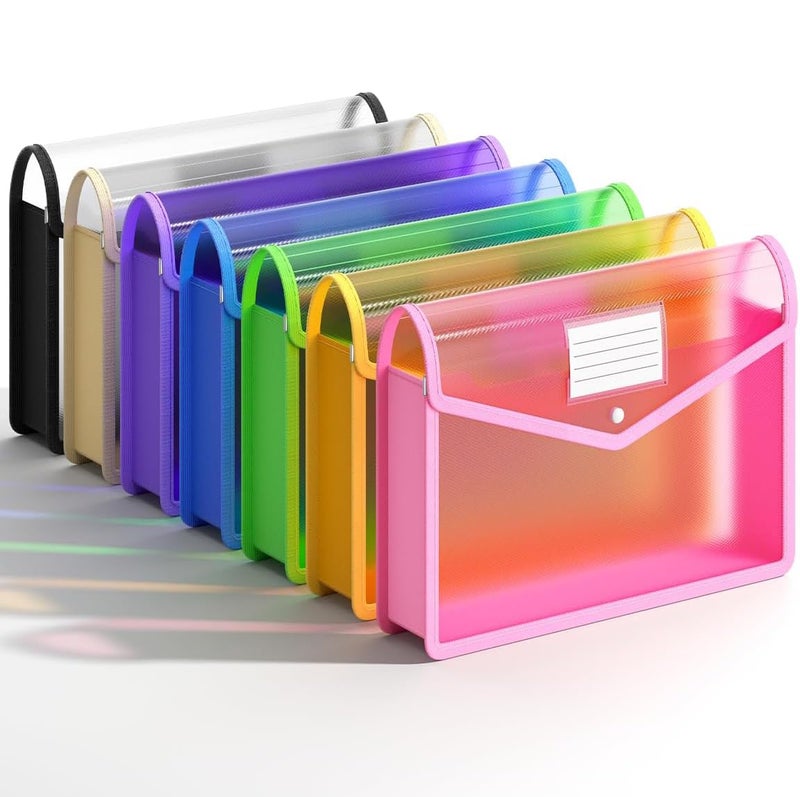 XingDuing 7 Pack Plastic File Folders, B4 Plastic File Folders Waterproof Transparent Expandable File Folder, Plastic File Folders, Portable Large Capacity B4 File Wallet for Office/Business/School - Image 1