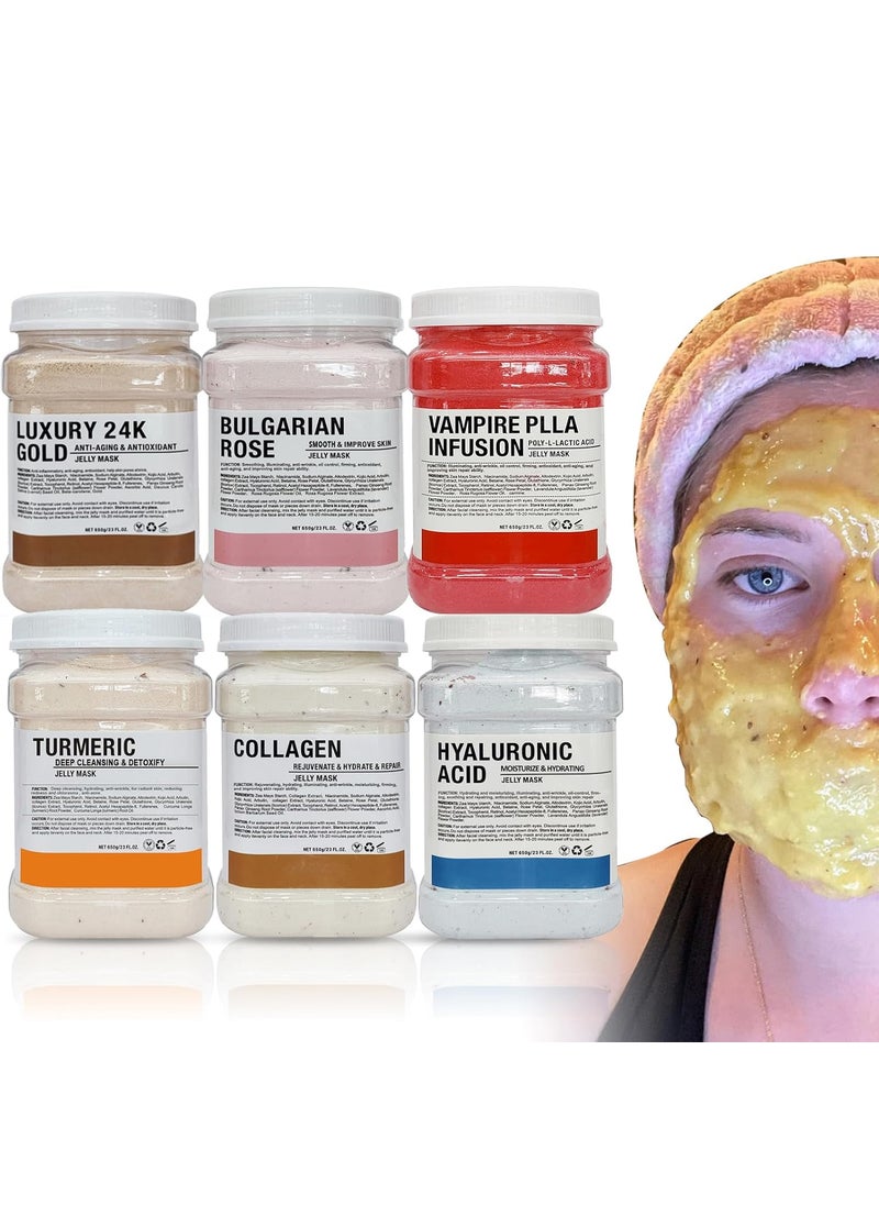 YMEYFAN - Jelly Mask for Facials Professional Face Mask Bulk Wholesale Jelly Mask Powder for Estheticians Supplies Beauty Salon Spa Face Mask Skin Care 23Fl Oz 6 Jar - Image 1