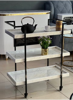 alimforyou 3-tier food serving cart with an elegant and modern design that matches any home decor. It gives a simple touch to the place. Size: 95*40*80 cm  - Image 3