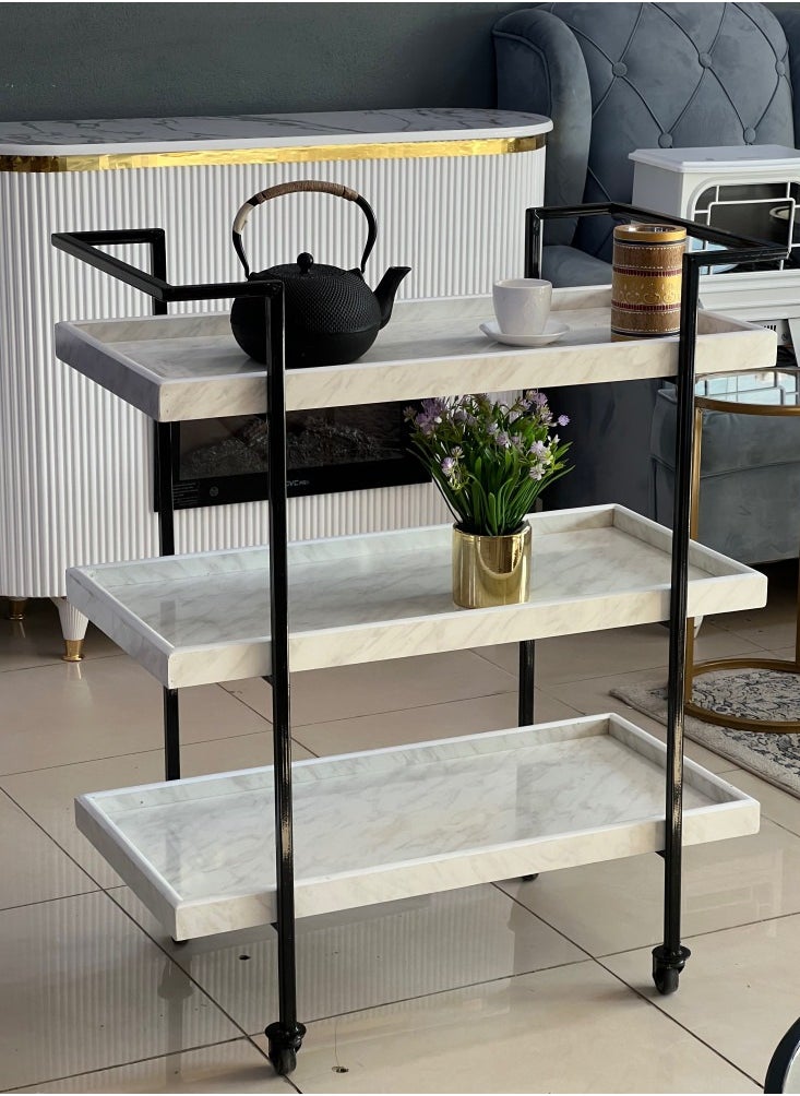 عالم فور يو عربة تقديم طعام 3 دور ذات تصميم أنيق وعصري تتناسب ع مع أي ديكور منزلي فهي تعطي لمسة بسيطة للمكان بحجم 95*40*80 سم  - Image 3