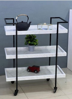 alimforyou 3-tier food serving cart with an elegant and modern design that matches any home decor. It gives a simple touch to the place. Size: 95*40*80 cm  - Image 1