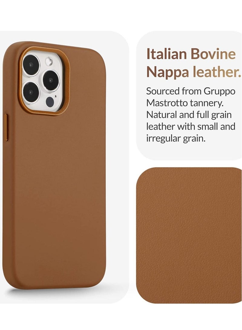 ELTRAZONE (for iPhone 14 Pro Max) - European Nappa Leather Case - Smoothen and Soften Over Time - Compatible with Magsafe - Saddle Brown - Image 2