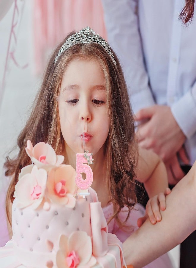 ElekFX Pink Crown Birthday Candle for Cake, Pincess Birthday Party Decorations, 2.76 Inch Cake Topper for Girls Party Supplies (Number 5) - Image 3