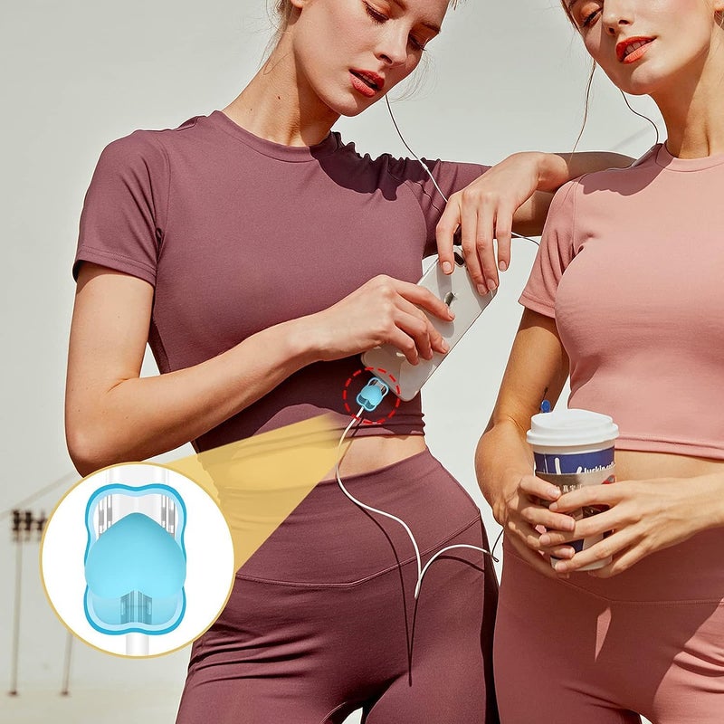 INEFABLE غطاء واقي لشاحن مع نمط ثلاثي الأبعاد لطيف لشاحن آيفون فقط 18 واط و 20 واط، واقي كابل بيانات لحفظ الكابل - مجموعة من 1 (قلب أزرق) - Image 5