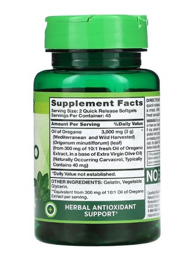 Nature's Truth Oil Of Oregano 3000 mg 90 Quick Release Softgels 1500 mg per Capsule  - Image 2