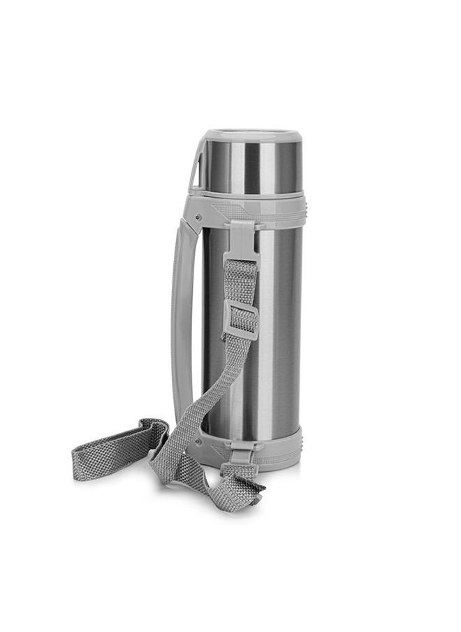 Fissman - Vacuum Flask with Cup Lid And Buckle Strap , Double Wall 304 Body Stainless Steel Body, Minimalist Stylish Design, Large Capacity For Hot/Cold Water, Coffee, Great For Travel 1500ml - Image 1