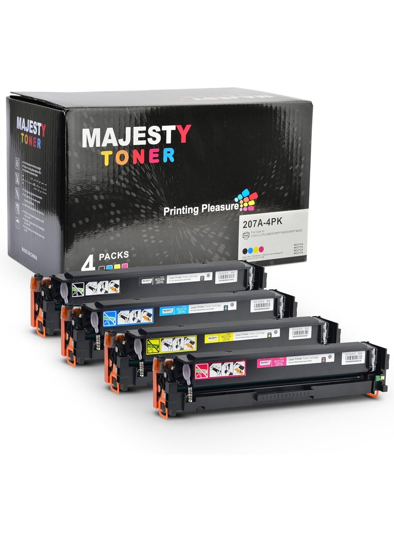 Majesty 207A W2210 W2211 W2212 W2213 Compatible with HP Color Laserjet Pro M255dw M255nw MFP M282nw MFP M283cdw MFP M283fdn MFP M283fdw Black Cyan Yellow Magenta Magenta  - Image 1