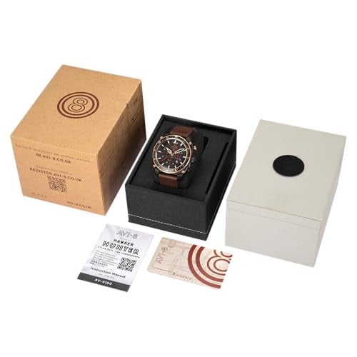 AVI-8 Men's 44mm Hawker Hunter Atlas Dual Time Chronograph Jade Black Watch with Leather Strap AV-4100-09 - Image 5