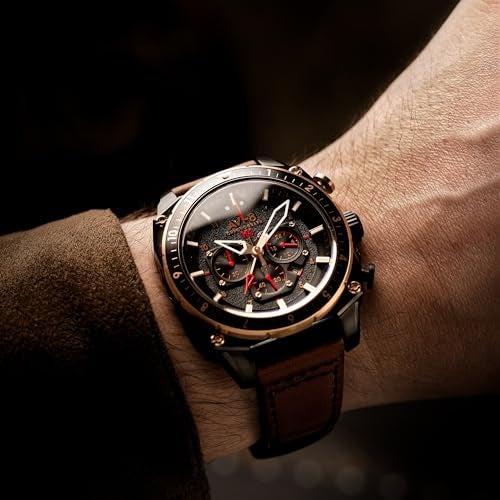 AVI-8 Men's 44mm Hawker Hunter Atlas Dual Time Chronograph Jade Black Watch with Leather Strap AV-4100-09 - Image 2
