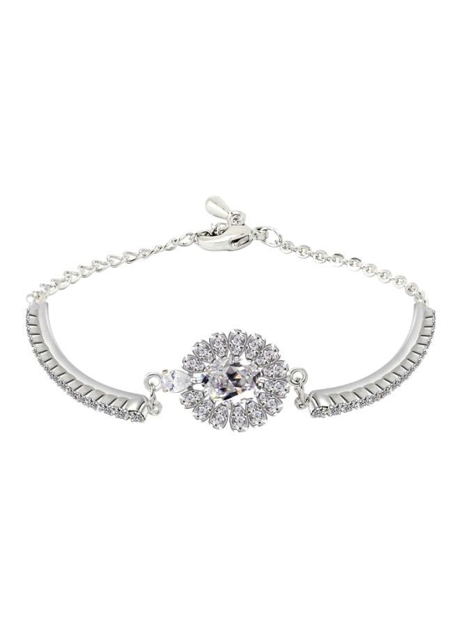18 Karat White Gold Plated Diamond And Crystal Studded Charm Bracelet