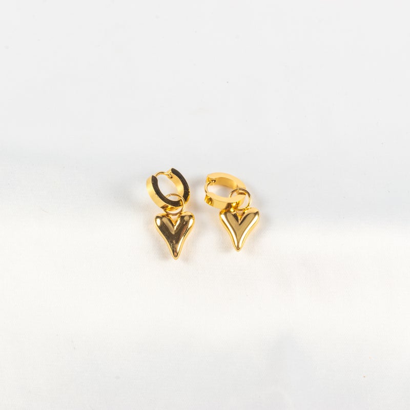 Golden Stainless Steel Heart Earring - Image 1