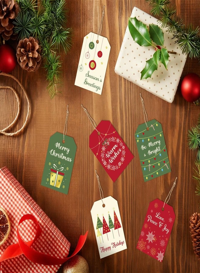 GRADESIN Christmas Gift Tags with String, 48 Pcs Christmas Hanging Tags Label Gold Foil Xmas Present Tag for DIY Xmas Holiday Present Wrapping Decorations, 6 Styles - Image 2