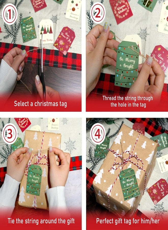 GRADESIN Christmas Gift Tags with String, 48 Pcs Christmas Hanging Tags Label Gold Foil Xmas Present Tag for DIY Xmas Holiday Present Wrapping Decorations, 6 Styles - Image 5