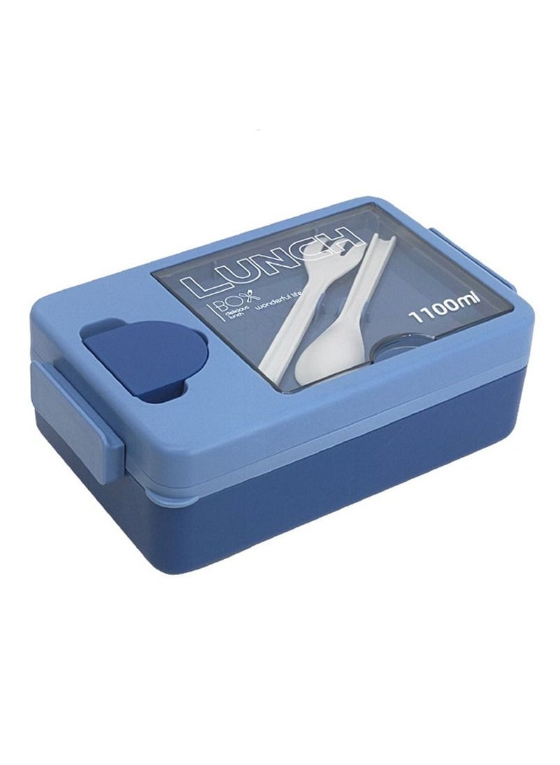 Arabest 1100ml Bento Box Container with Spoon and Fork, Lunch Boxes with Sauce Box, Lunch Box for Adults Microwave Safe, Durable Leak-proof (Blue) - Image 2