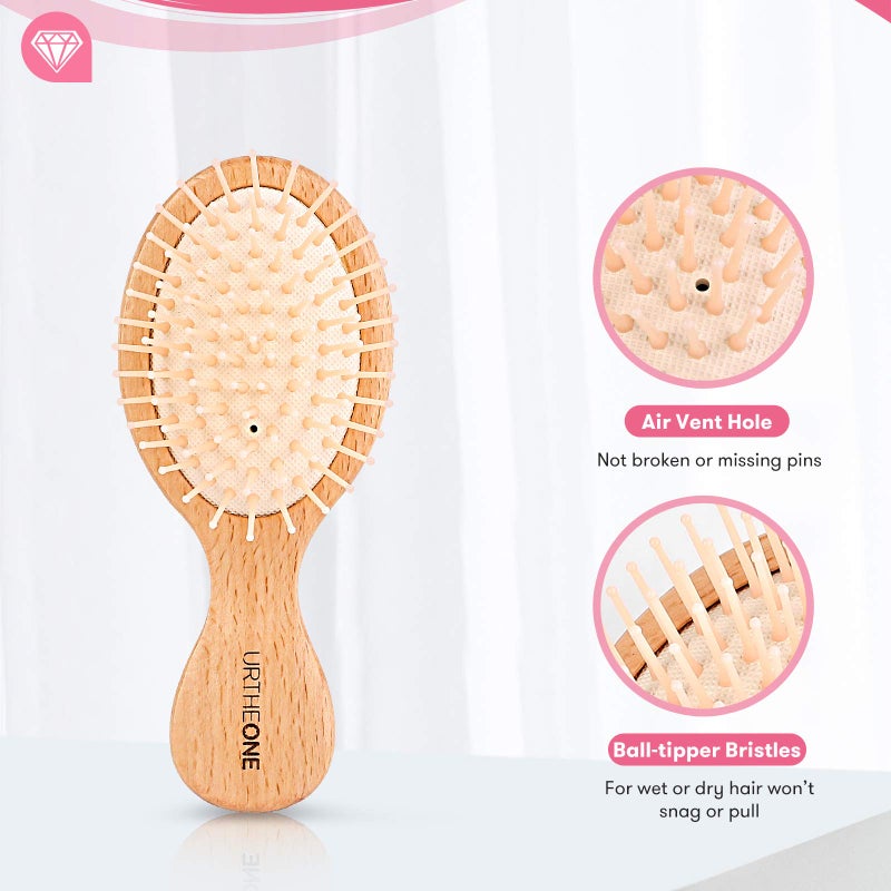 URTHEONE Mini Hair brush,Detangling Brush for Thick Curly Thin Long Short Wet or Dry Hair, Pocket Travel Small Paddle Hair Brush for Men Women Kids - Image 3