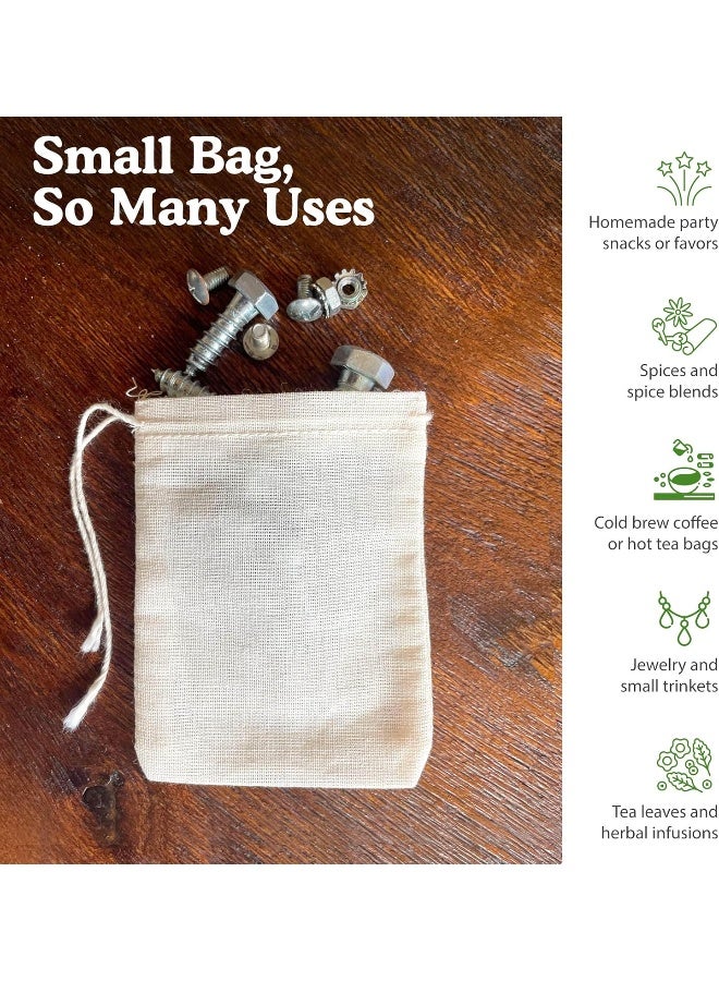 Regency Wraps Regency Wraps 100 Cotton AllNatural Drawstring Bag Pouches for Enclosing Bulk Spices Tea Potpourri Jewelry Crafting Wedding Favors 3 x 4 Pack of 4  - Image 3