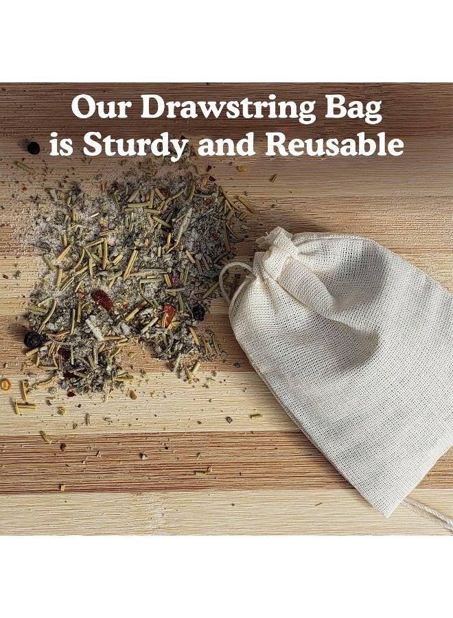 Regency Wraps Regency Wraps 100 Cotton AllNatural Drawstring Bag Pouches for Enclosing Bulk Spices Tea Potpourri Jewelry Crafting Wedding Favors 3 x 4 Pack of 4  - Image 2