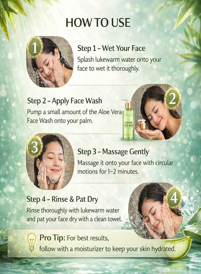 Vedzone Derma Aloe Vera Face Wash For Hydrating, Removes impurities and Blackheads & Whiteheads with Neem & Tulsi Extracts For Men and Women (Paraben and Sulfate Free); 200ml - Image 4