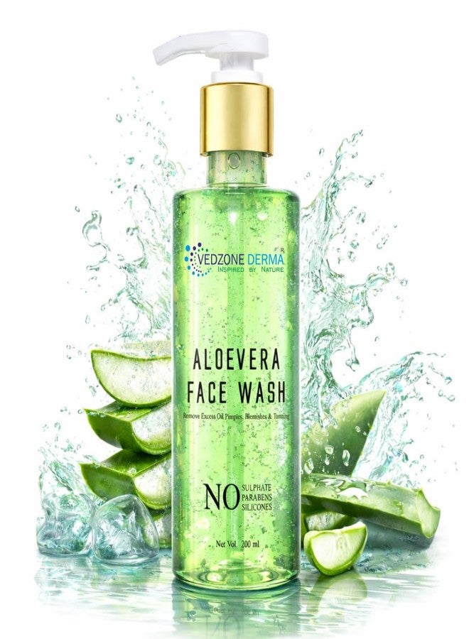 Vedzone Derma Aloe Vera Face Wash For Hydrating, Removes impurities and Blackheads & Whiteheads with Neem & Tulsi Extracts For Men and Women (Paraben and Sulfate Free); 200ml - Image 1